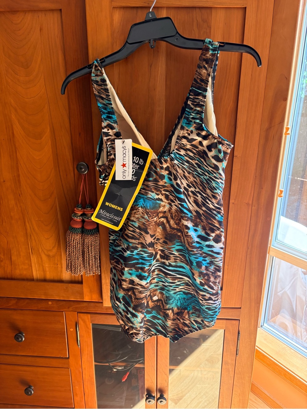 Miraclesuit Turquoise and Brown Animal-Print Swimsuit NWT.